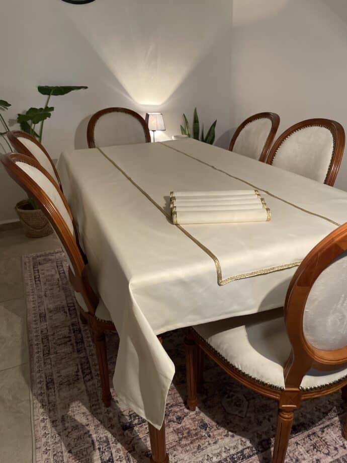 ⁦Pack : nappe + chemin de table + 6 serviettes⁩ - الصورة ⁦6⁩